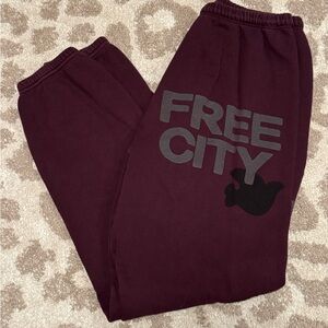 FREECITY Let’s Go Wine Colored Joggers, Size Small